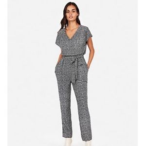 Express black and white short sleeve jumpsuit